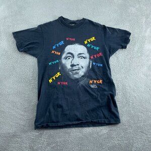 Vintage 1996 The Three "NYuk" Graphic T-Shirt Anvil 100% Cotton Black L 4586